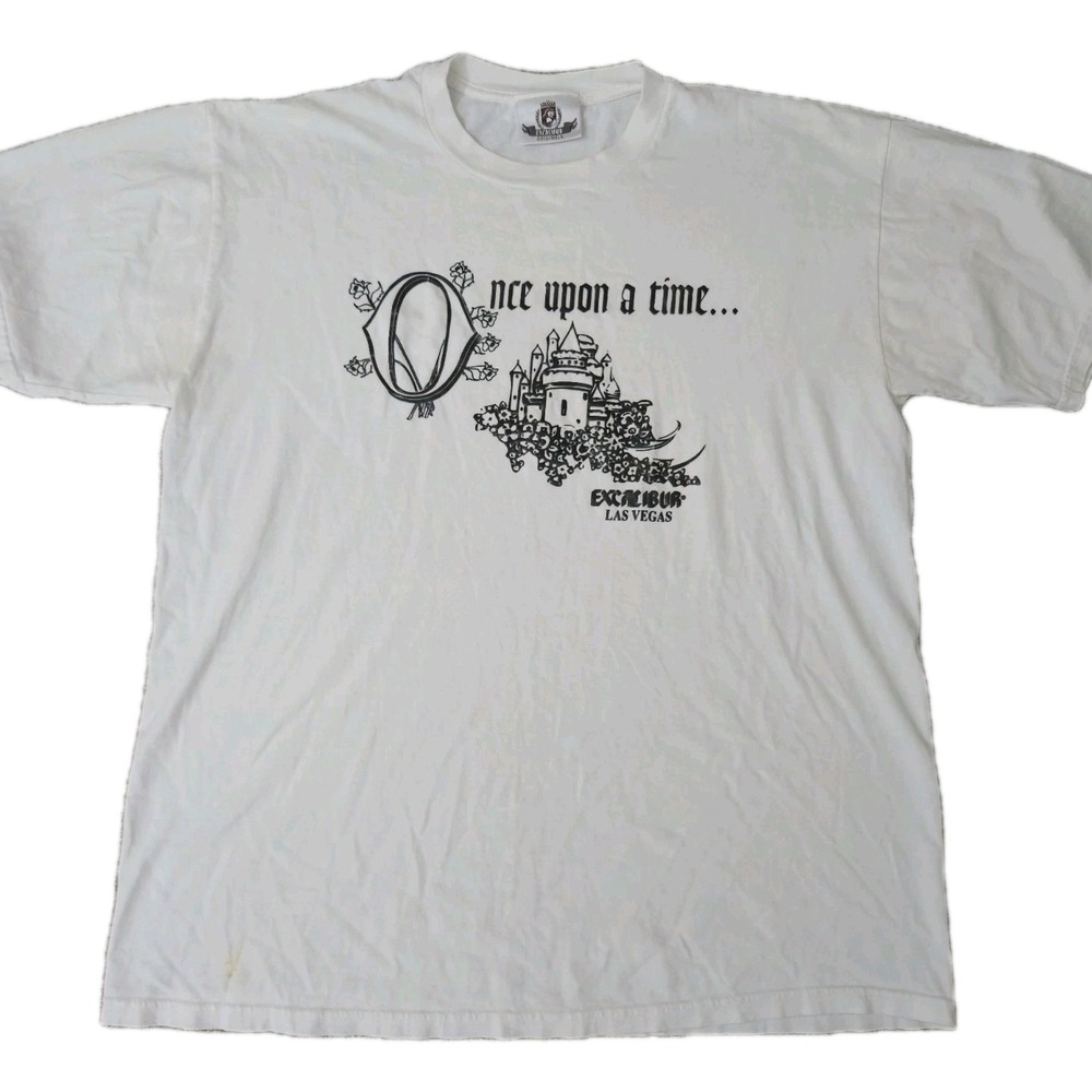 Vintage Las Vegas Once Upon A Time Excalibur Casino T-Shirt White Size Large